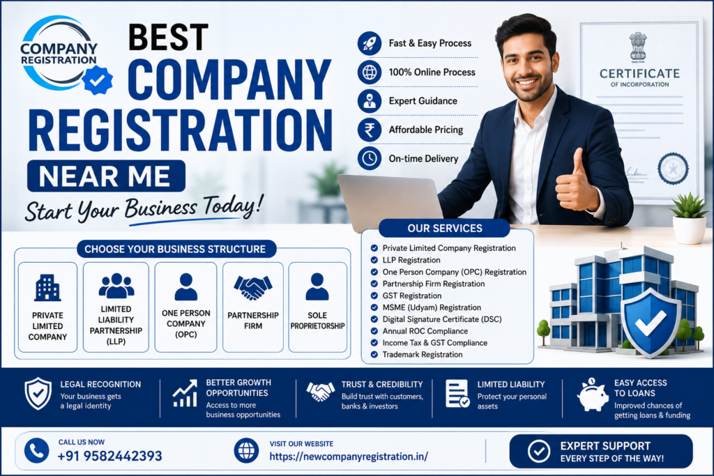 Company Registration Near Me with Private Limited, LLP, OPC and Partnership Registration Services