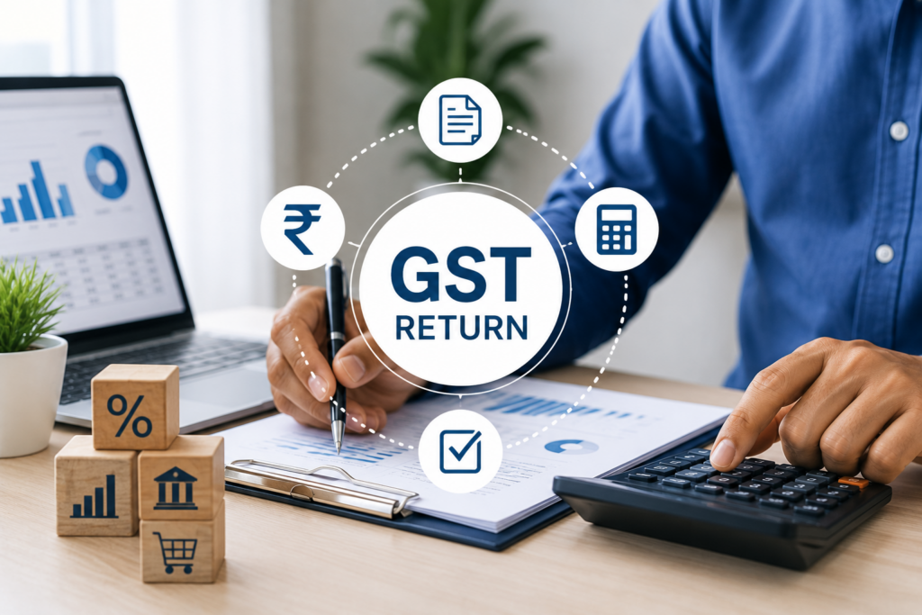 GST return filing and tax compliance illustration