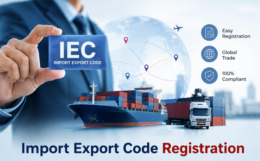 Import Export Code registration with global shipping and logistics concept.